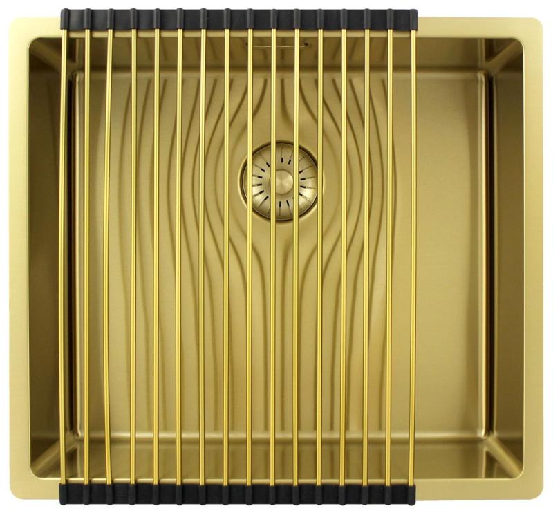 Pure.Sink Exclusivo Fregadero dorado de 45x40 cm con radio de 10mm para montaje inferior, montaje al ras y montaje superior PEX4540-60