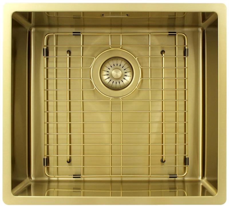 Pure.Sink Exclusivo Fregadero dorado de 45x40 cm con radio de 10mm para montaje inferior, montaje al ras y montaje superior PEX4540-60