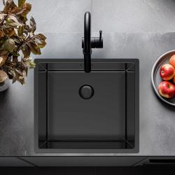 Pure.Sink Exclusivo Fregadero de metal de pistola 45x40 cm radio de 10mm para bajo encimera, montaje al ras y montaje superior PEX4540-61