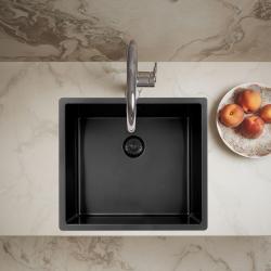 Pure.Sink Exclusivo Fregadero de metal de pistola 45x40 cm radio de 10mm para bajo encimera, montaje al ras y montaje superior PEX4540-61