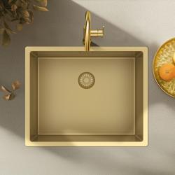 Pure.Sink Exclusivo Fregadero dorado de 50x40 cm con radio de 10mm para montaje inferior, enrasado y sobrepuesto PEX5040-60
