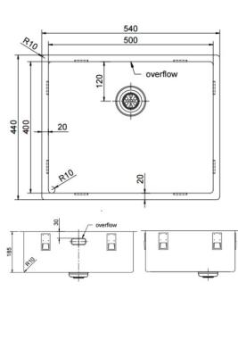 Pure.Sink Exclusivo Gold Sink 50x40 cm 10mm radius undermount, flush mount and top mount PEX5040-60
