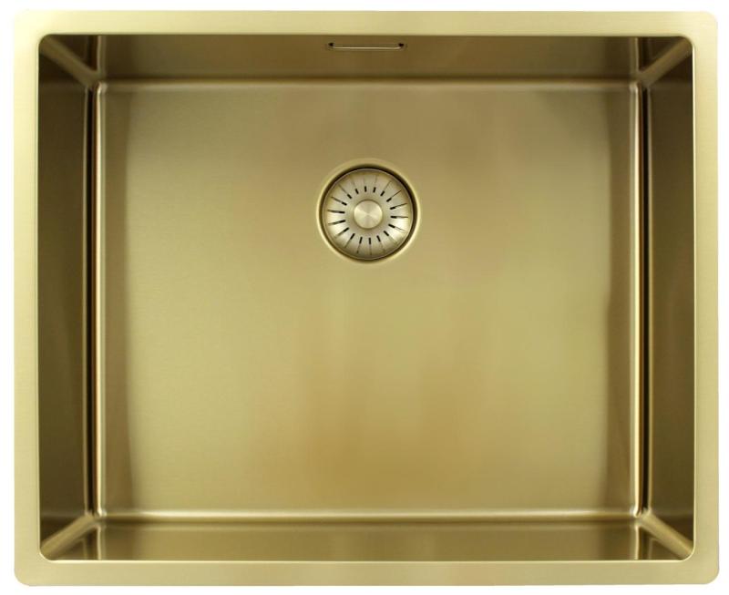 Pure.Sink Exclusivo Fregadero dorado de 50x40 cm con radio de 10mm para montaje inferior, enrasado y sobrepuesto PEX5040-60