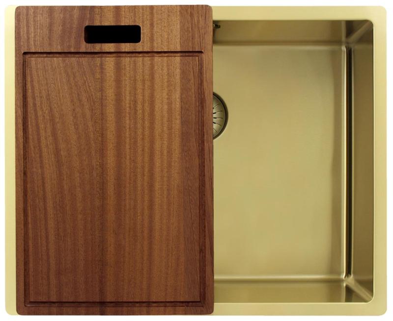 Pure.Sink Exclusivo Fregadero dorado de 50x40 cm con radio de 10mm para montaje inferior, enrasado y sobrepuesto PEX5040-60