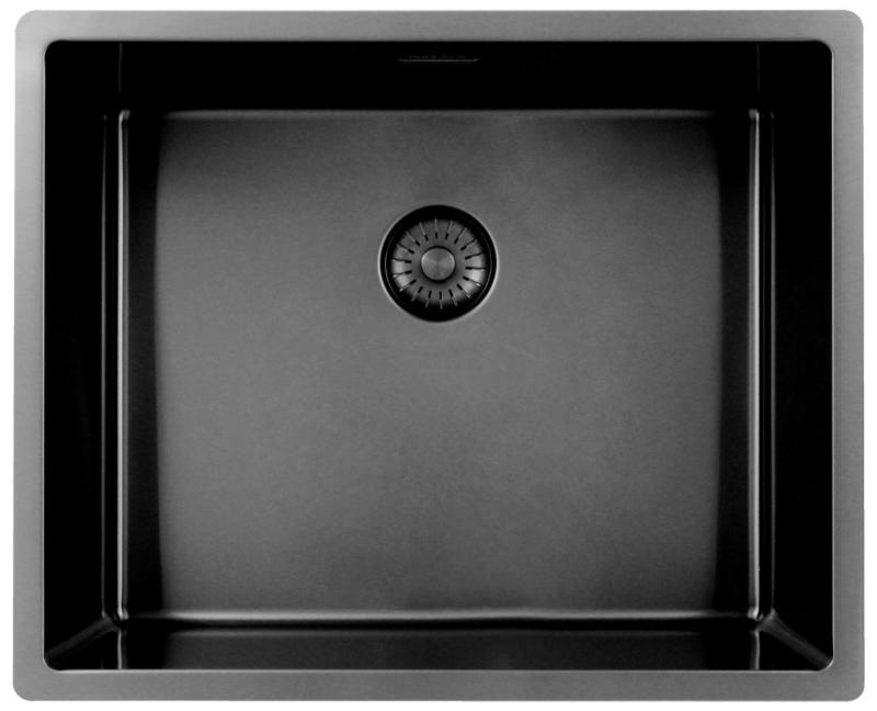 Pure.Sink Exclusivo Gun metal fregadero 50x40 cm radio 10mm bajo encimera, empotrado y sobrepuesto PEX5040-61