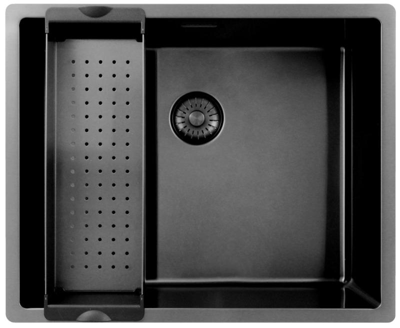 Pure.Sink Exclusivo Gun metal fregadero 50x40 cm radio 10mm bajo encimera, empotrado y sobrepuesto PEX5040-61