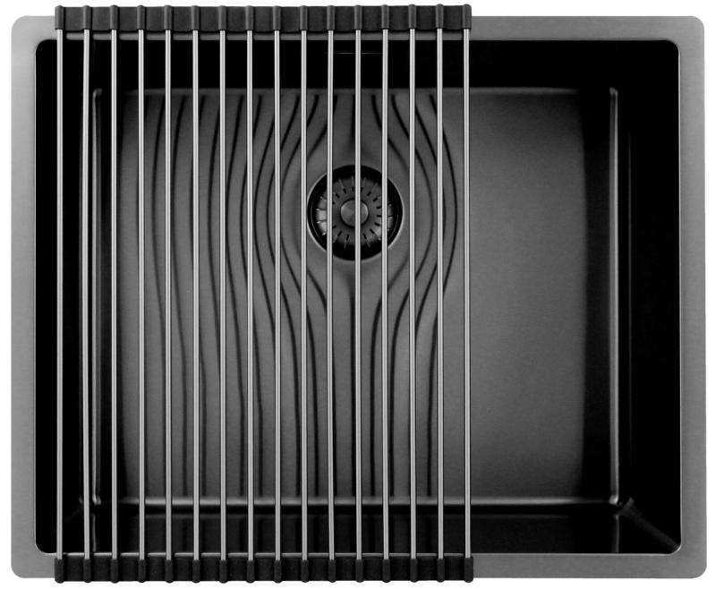 Pure.Sink Exclusivo Gun metal fregadero 50x40 cm radio 10mm bajo encimera, empotrado y sobrepuesto PEX5040-61