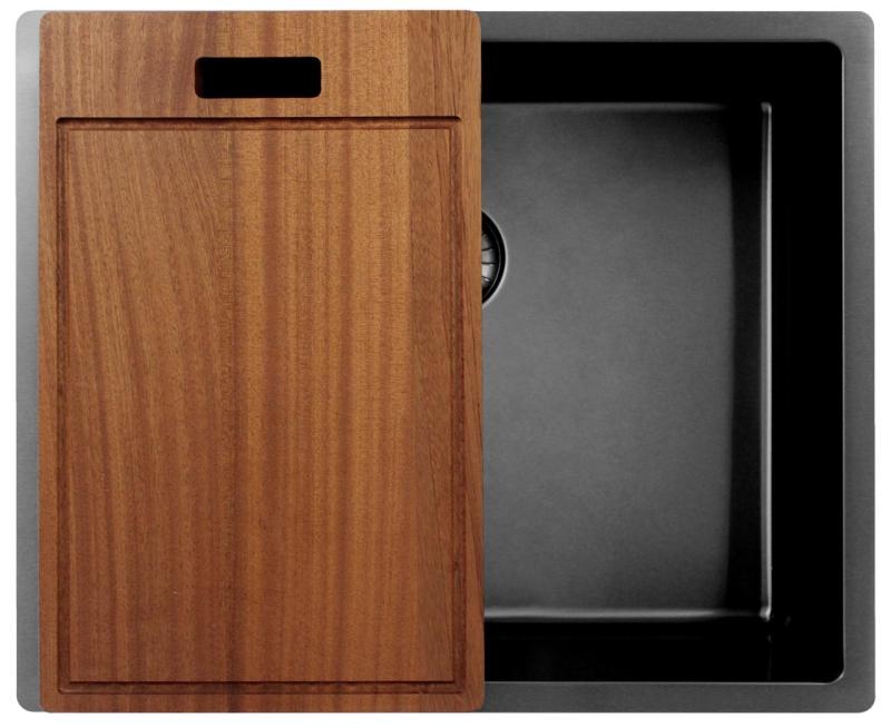 Pure.Sink Exclusivo Gun metal fregadero 50x40 cm radio 10mm bajo encimera, empotrado y sobrepuesto PEX5040-61