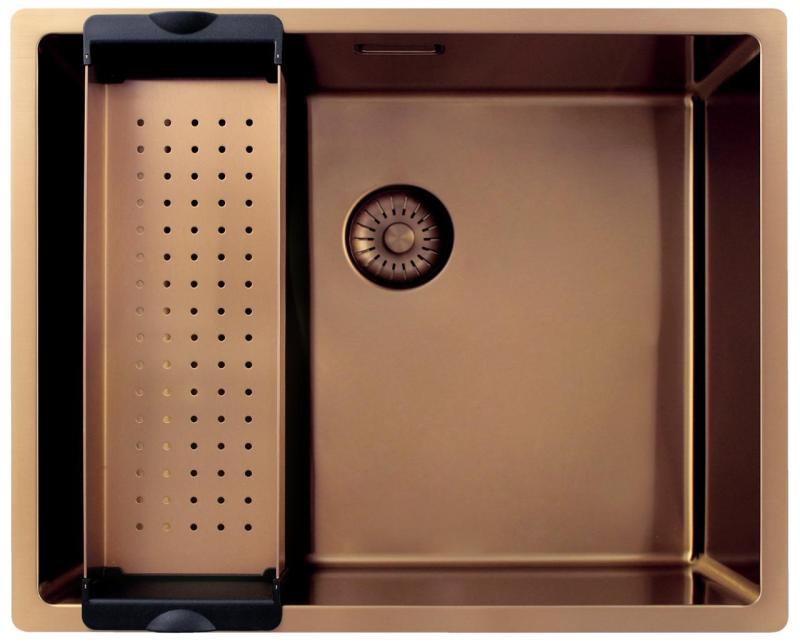 Pure.Sink Exclusivo Fregadero de cobre 50x40 cm radio de 10mm para instalación inferior, instalación plana y montaje superior PEX5040-62