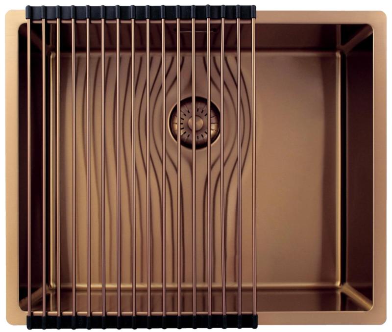 Pure.Sink Exclusivo Fregadero de cobre 50x40 cm radio de 10mm para instalación inferior, instalación plana y montaje superior PEX5040-62