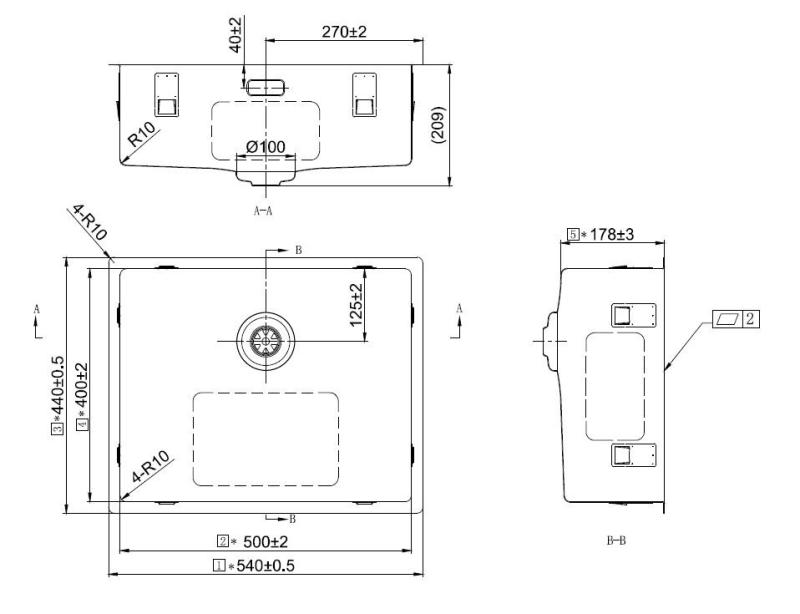 Pure.Sink Exclusivo Copper Sink 50x40 cm 10mm radius undermount, flush mount and top mount PEX5040-62