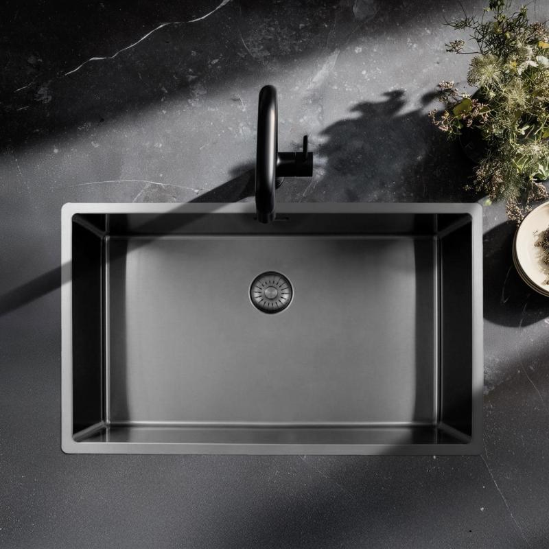 Pure.Sink Exclusivo gran fregadero de acero inoxidable 70x40 cm radio de 10mm para montaje inferior, montaje al ras y montaje superior PEX7040-02