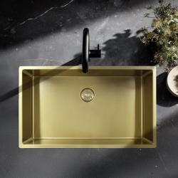 Pure.Sink Exclusivo gran fregadero dorado de 70x40 cm radio de 10mm para montaje inferior, montaje empotrado y montaje superior PEX7040-60