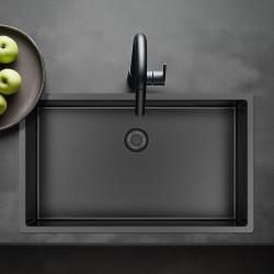 Pure.Sink Exclusivo gran fregadero de metal Gun de 70x40 cm, radio de 10mm para montaje inferior, empotrado y superior PEX7040-61
