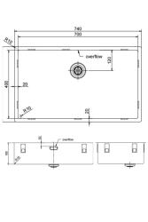 Pure.Sink Exclusivo gran fregadero de metal Gun de 70x40 cm, radio de 10mm para montaje inferior, empotrado y superior PEX7040-61