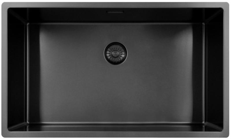 Pure.Sink Exclusivo gran fregadero de metal Gun de 70x40 cm, radio de 10mm para montaje inferior, empotrado y superior PEX7040-61