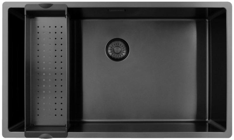 Pure.Sink Exclusivo gran fregadero de metal Gun de 70x40 cm, radio de 10mm para montaje inferior, empotrado y superior PEX7040-61