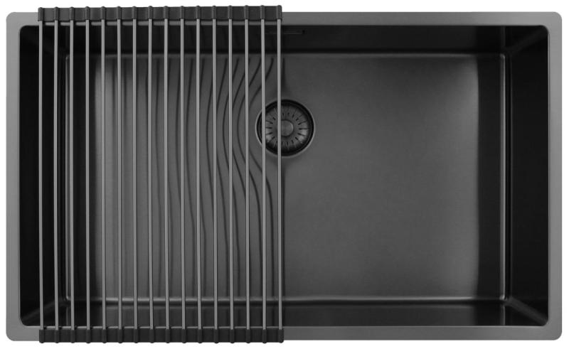 Pure.Sink Exclusivo gran fregadero de metal Gun de 70x40 cm, radio de 10mm para montaje inferior, empotrado y superior PEX7040-61