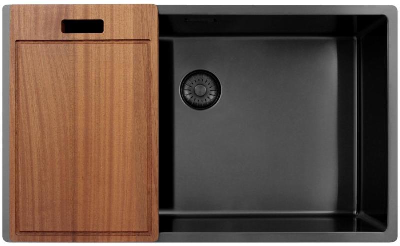 Pure.Sink Exclusivo gran fregadero de metal Gun de 70x40 cm, radio de 10mm para montaje inferior, empotrado y superior PEX7040-61