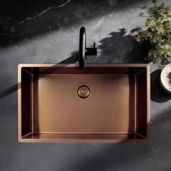 Pure.Sink Exclusivo gran fregadero de cobre 70x40 cm radio de 10mm, montaje inferior, empotrado y superior PEX7040-62