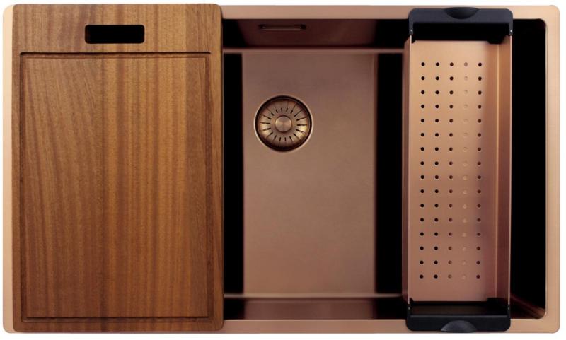 Pure.Sink Exclusivo gran fregadero de cobre 70x40 cm radio de 10mm, montaje inferior, empotrado y superior PEX7040-62