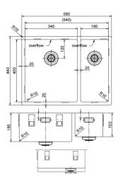 Pure.Sink Exclusivo RVS 1,5 fregadero y medio 34+18 cm radio de 10mm PEX341840-02