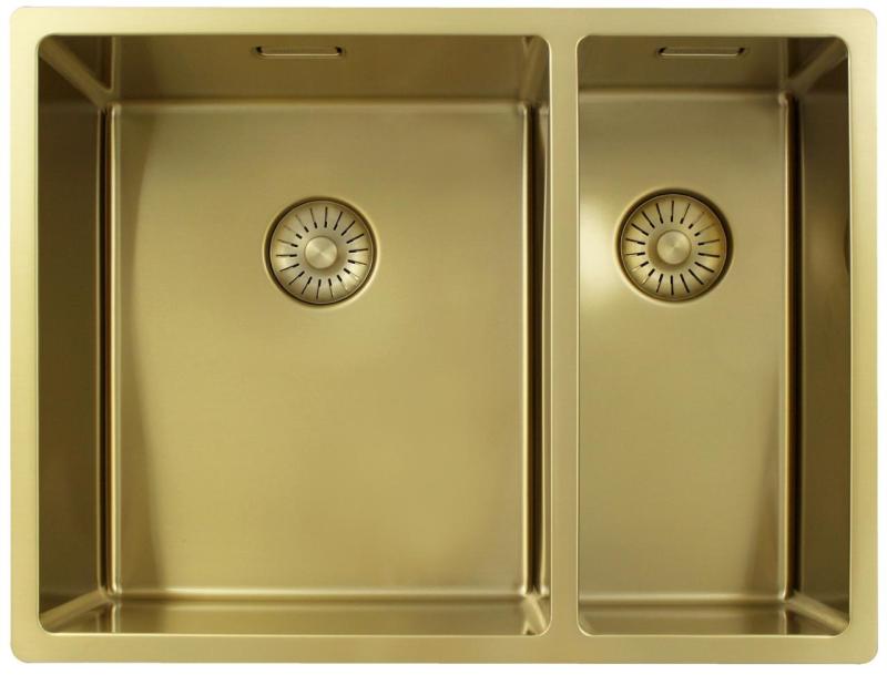 Pure.Sink Exclusivo Dorado 1,5 lavabo de una y media 34+18 cm radio de 10mm PEX341840-60