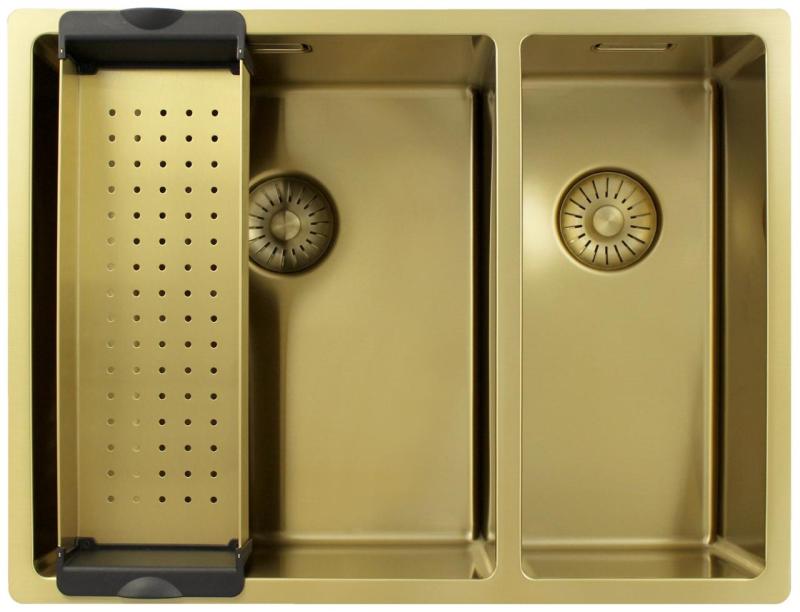 Pure.Sink Exclusivo Dorado 1,5 lavabo de una y media 34+18 cm radio de 10mm PEX341840-60