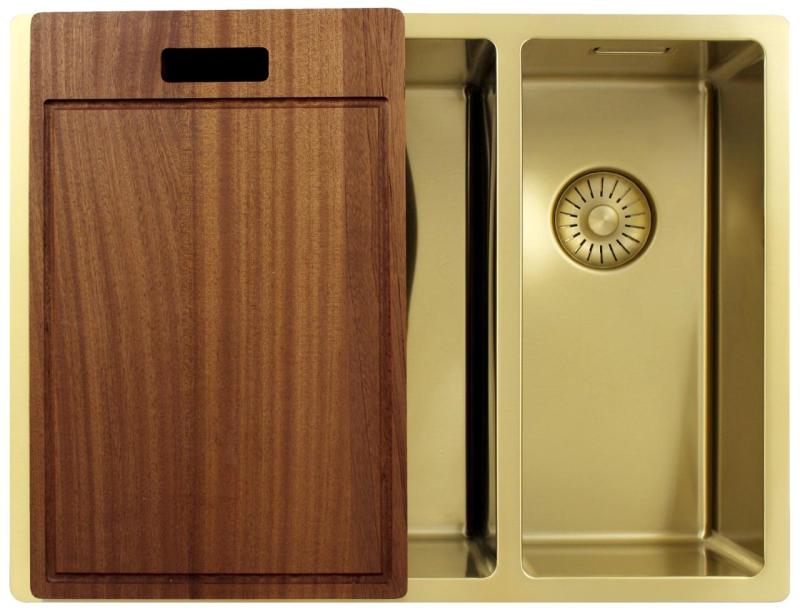 Pure.Sink Exclusivo Dorado 1,5 lavabo de una y media 34+18 cm radio de 10mm PEX341840-60