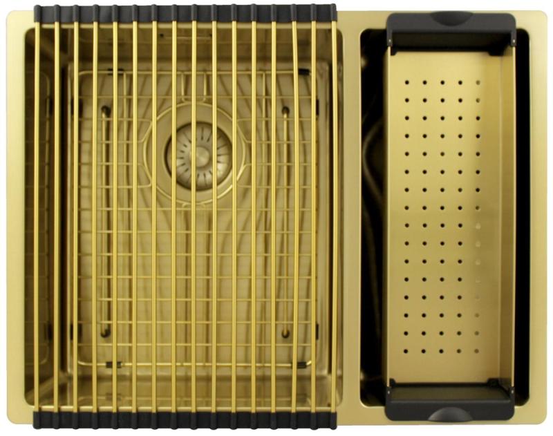 Pure.Sink Exclusivo Dorado 1,5 lavabo de una y media 34+18 cm radio de 10mm PEX341840-60