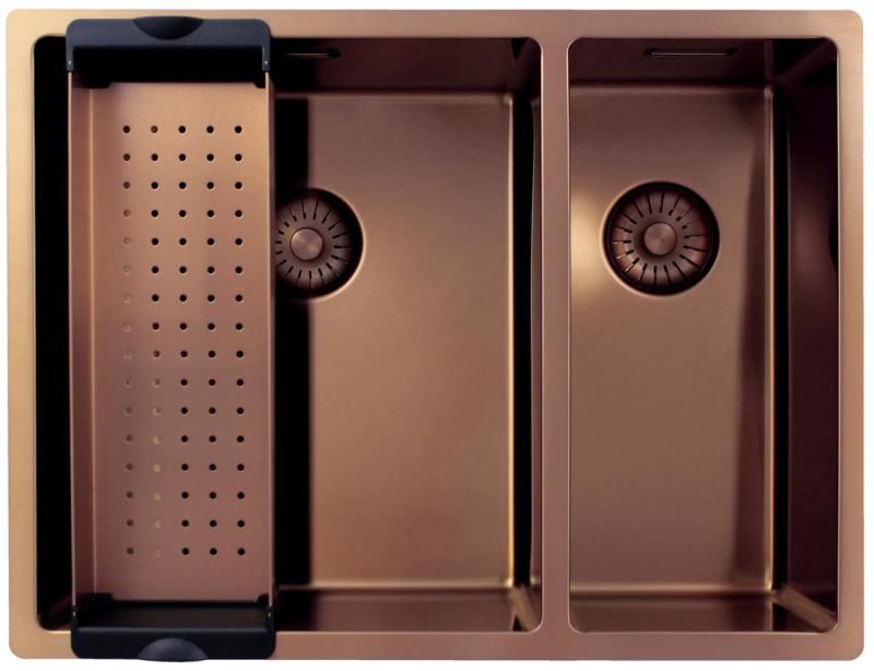 Pure.Sink Exclusivo Cobre 1,5 lavabo de una y media 34+18 cm radio de 10mm PEX341840-62