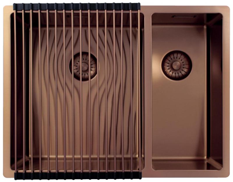 Pure.Sink Exclusivo Cobre 1,5 lavabo de una y media 34+18 cm radio de 10mm PEX341840-62