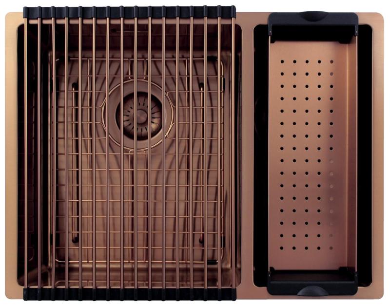 Pure.Sink Exclusivo Cobre 1,5 lavabo de una y media 34+18 cm radio de 10mm PEX341840-62