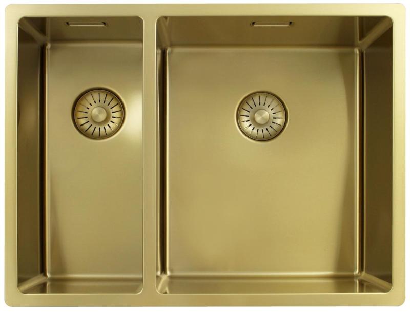 Pure.Sink Exclusivo Dorado 1,5 un fregadero y medio 18+34 cm radio de 10mm PEX183440-60