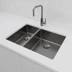 Pure.Sink Exclusivo Gun Metal 1,5 lavabo de una y media 18+34 cm radio de 10mm PEX183440-61