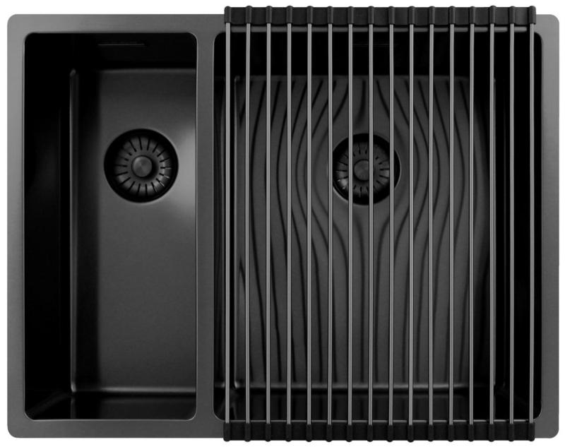 Pure.Sink Exclusivo Gun Metal 1,5 lavabo de una y media 18+34 cm radio de 10mm PEX183440-61