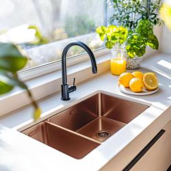 Pure.Sink Exclusivo Cobre 1,5 lavabo y medio 18+34cm radio de 10mm PEX183440-62
