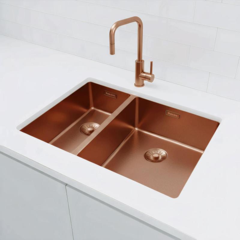 Pure.Sink Exclusivo Cobre 1,5 lavabo y medio 18+34cm radio de 10mm PEX183440-62