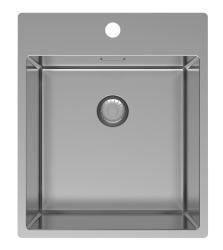 Pure.Sink Exclusivo fregadero de acero inoxidable de 44x52 cm Tapwing con banco de orificio para grifo radio de 10mm PEX4040T-02