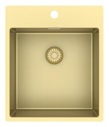 Pure.Sink Exclusivo Fregadero dorado de 44x52 cm Tapwing con banco de agujero de grifo radio 10mm PEX4040T-60