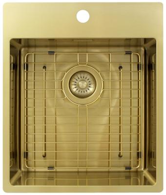 Pure.Sink Exclusivo Gold Sink 44x52 cm Tapwing with faucet hole bench 10mm radius PEX4040T-60