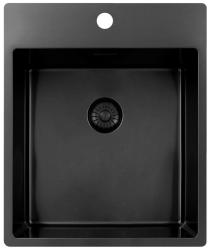 Pure.Sink Exclusivo Gun Metal fregadero 44x52 cm Tapwing con banco de agujeros para grifo radio 10mm PEX4040T-61