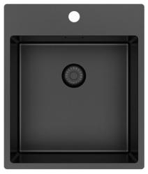 Pure.Sink Exclusivo Gun Metal fregadero 44x52 cm Tapwing con banco de agujeros para grifo radio 10mm PEX4040T-61