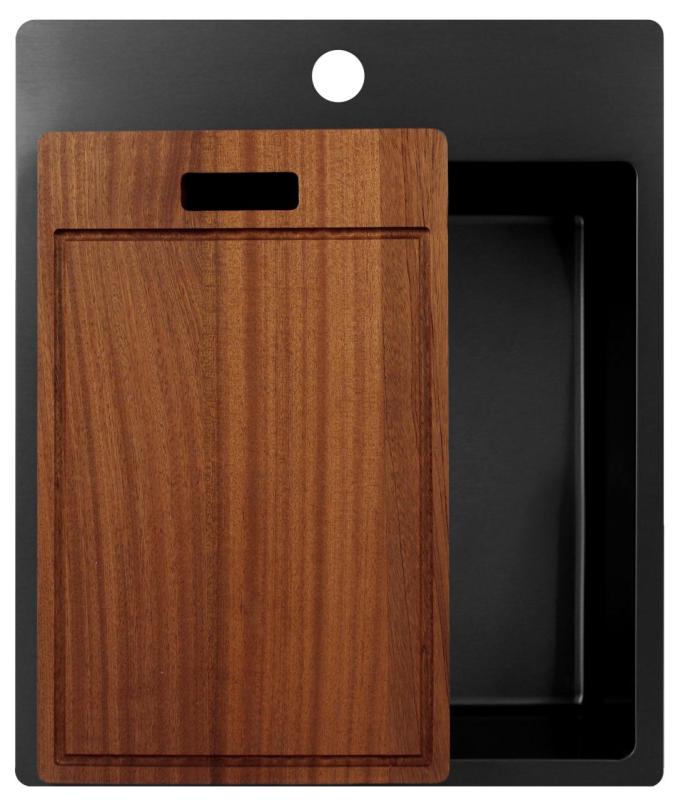 Pure.Sink Exclusivo Gun Metal fregadero 44x52 cm Tapwing con banco de agujeros para grifo radio 10mm PEX4040T-61