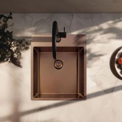 Pure.Sink Exclusivo Fregadero de cobre de 44x52 cm Tapwing con orificio para grifo de 10mm de radio PEX4040T-62