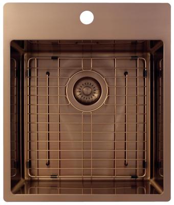 Pure.Sink Exclusivo Copper Sink 44x52 cm Tapwing with faucet hole bench 10mm radius PEX4040T-62