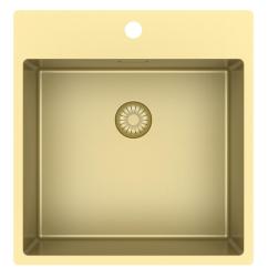 Pure.Sink Exclusivo Dorado fregadero 49x52 cm Tapwing con banco de orificios para grifo radio 10mm PEX4540T-60