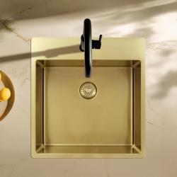 Pure.Sink Exclusivo Dorado fregadero 49x52 cm Tapwing con banco de orificios para grifo radio 10mm PEX4540T-60
