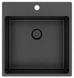 Pure.Sink Exclusivo Gun Metal fregadero 49x52 cm Tapwing con banco de agujeros para grifo radio de 10mm PEX4540T-61