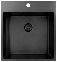 Pure.Sink Exclusivo Gun Metal fregadero 49x52 cm Tapwing con banco de agujeros para grifo radio de 10mm PEX4540T-61